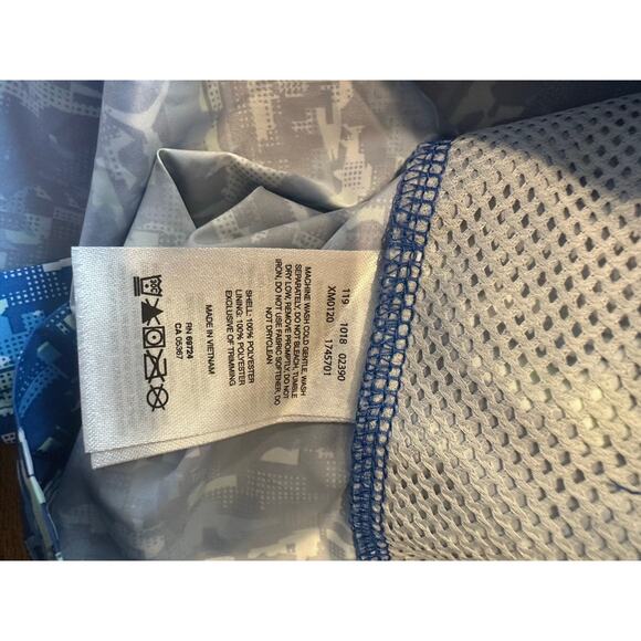 COLUMBIA BLUE WINDBREAKER MENS Large PFG ZIP UP JACKET PRINTED PATTERN GEOMETRIC - Picture 12 of 16